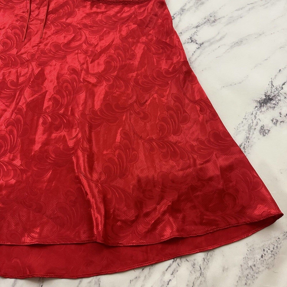 Sexy Red Satin Negligee with Lace Trim - Picture 3 of 10